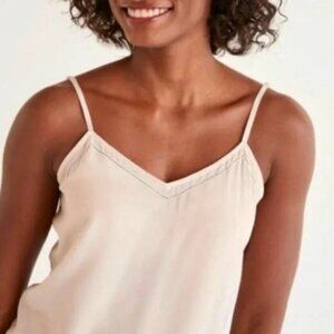 Boden Silk White Camisole with Spaghetti Straps